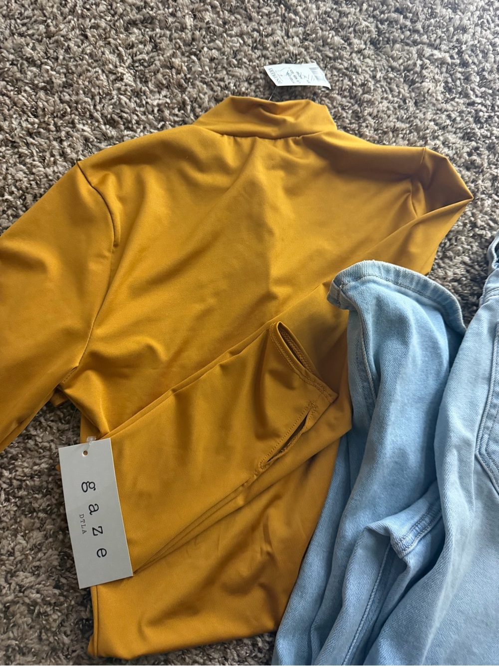 gaze Mustard Yellow Mock-Neck Long Sleeve Top